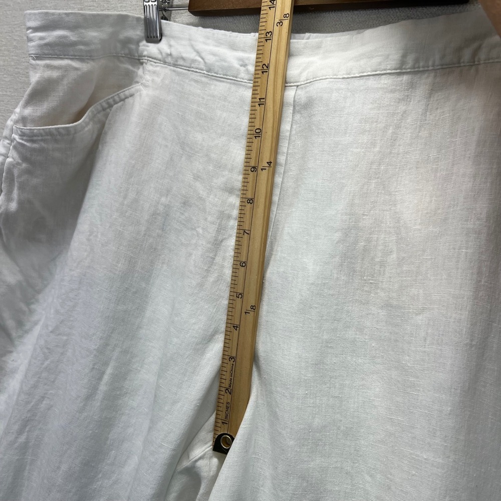 J. Jill Love Linen Cropped Pants Womens 3X White Wide Leg Side Zip Elastic Back - Picture 5 of 8
